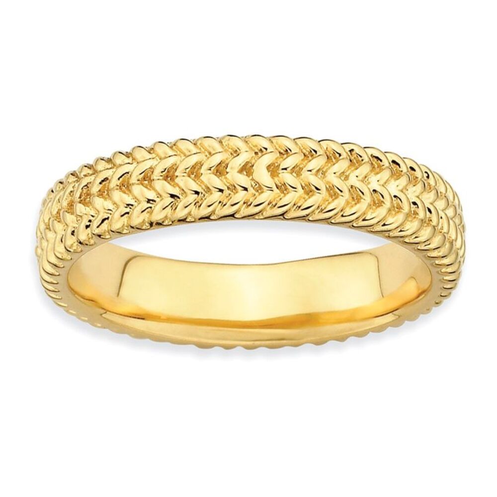 4.5mm Stackable 14K Yellow Gold Plated Silver Wheat Band Size 5